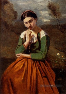 romantique romantisme Tableau Peinture - Corot La Méditation Plein Air Romantisme Jean Baptiste Camille Corot